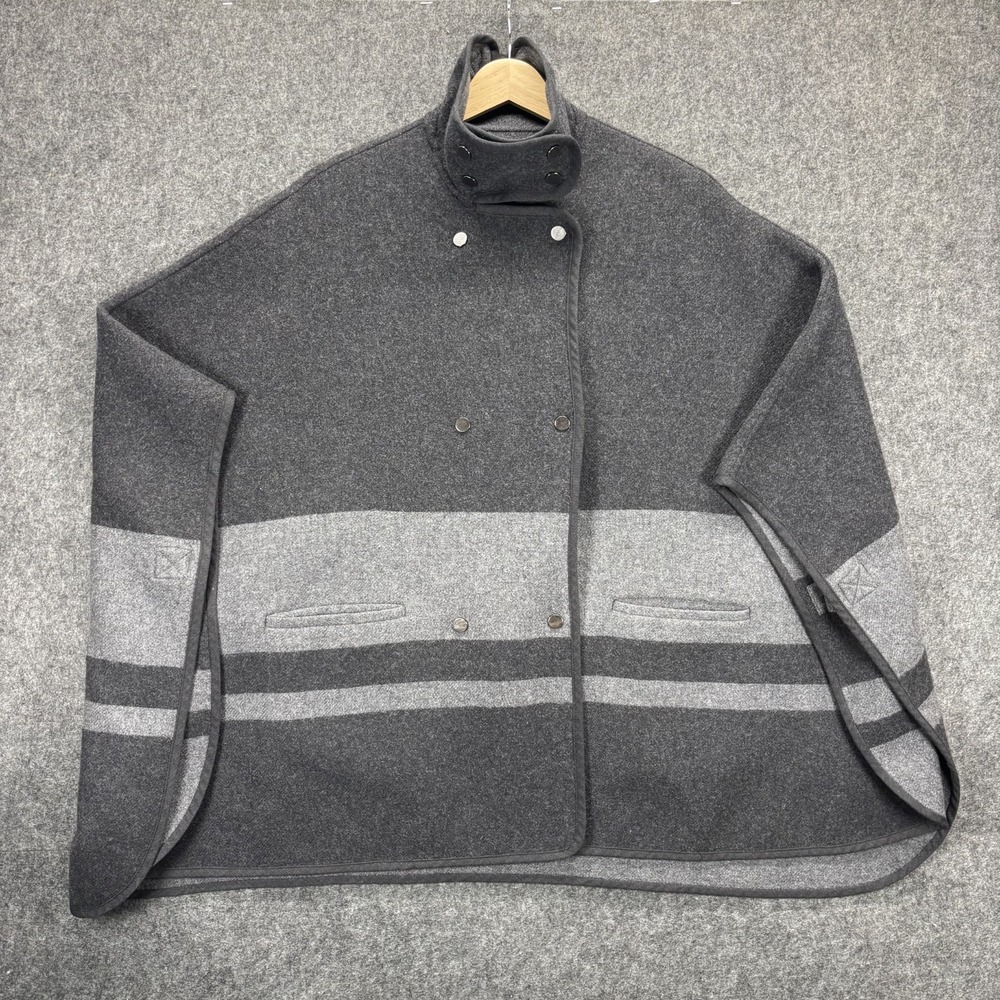 Vince Wool Cape Poncho Jacket Double Breasted Womens XS/S Gray Color Block